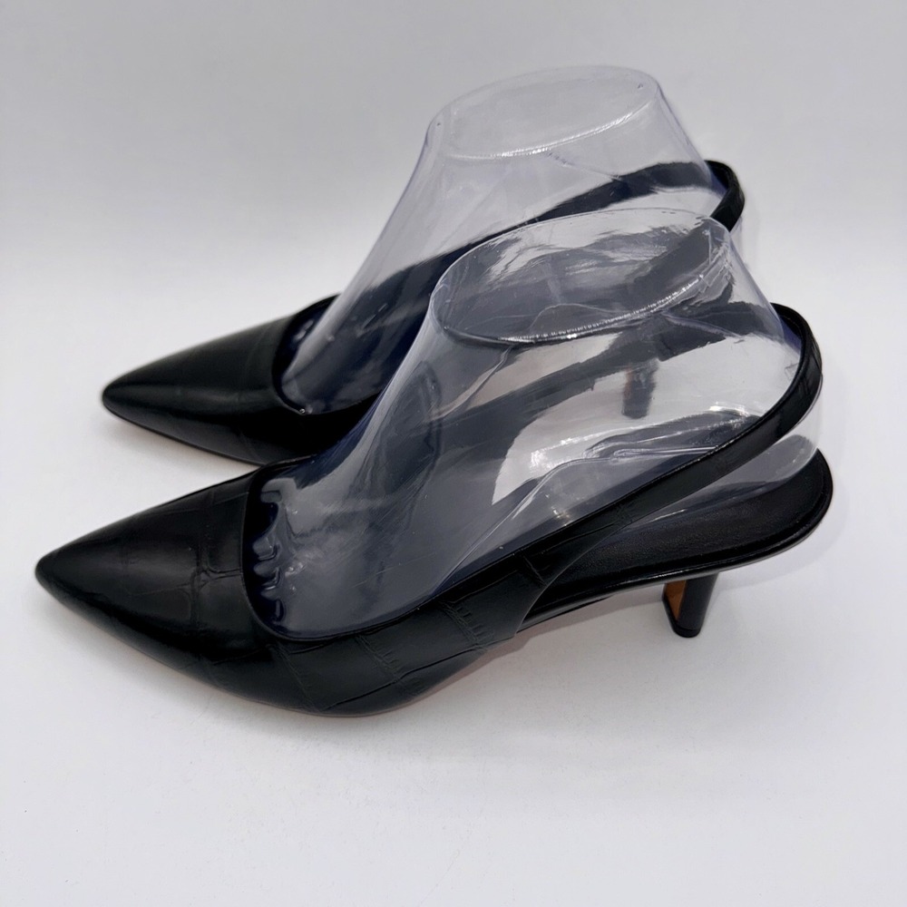 Vince. Patrice Pumps Women's Size 7.5 Crocodile Embossed Black Leather - Picture 10 of 13